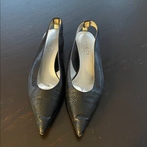GUCCI vintage Black Leather Slingbacks